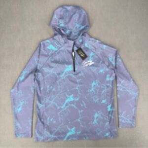 Sunday Swagger Mens L Performance Hoodie 1/4 Zip Aqua Purple Pullover Golf NWT